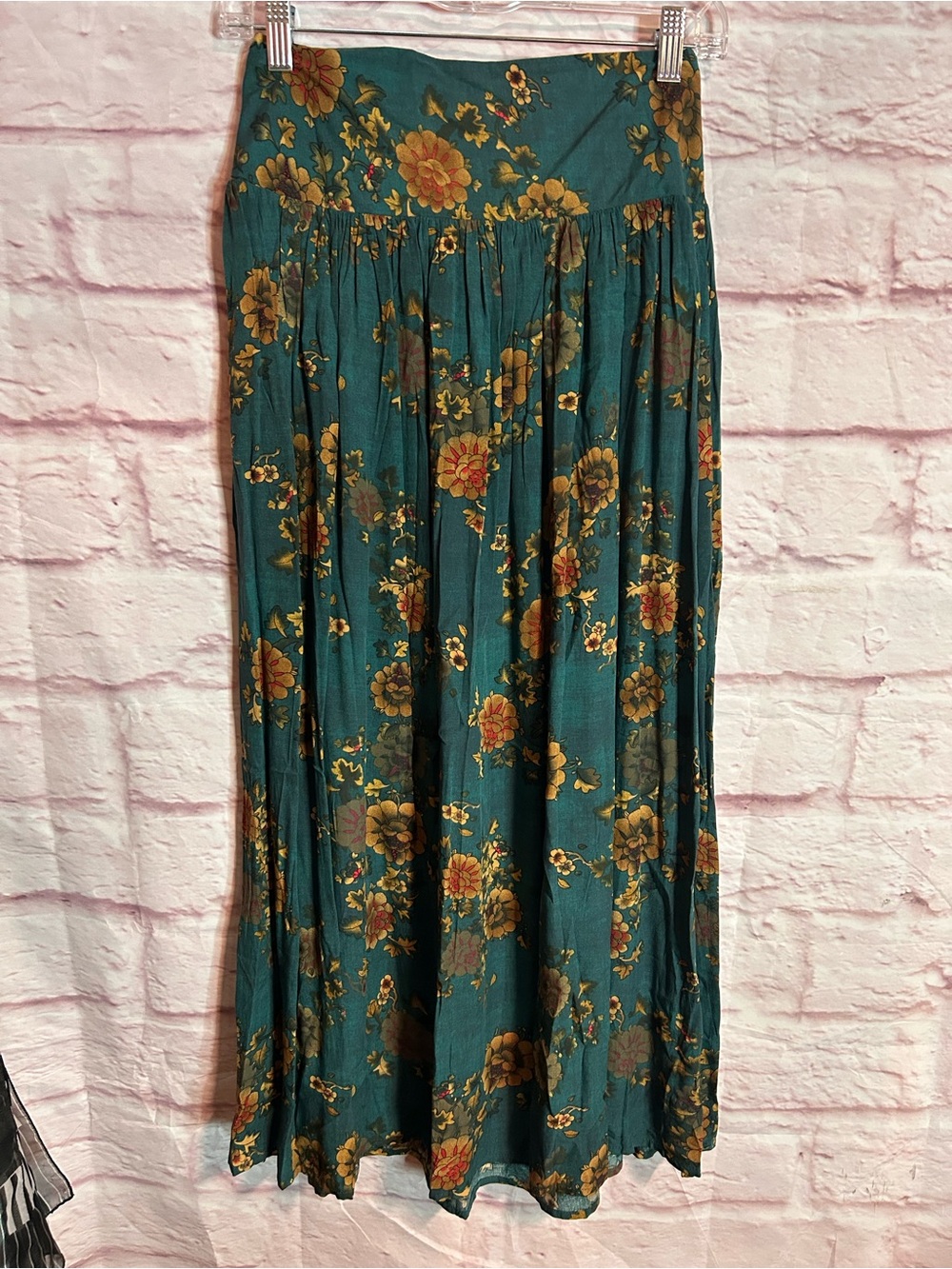 NATURAL LIFE Teal Green Floral Maxi Skirt